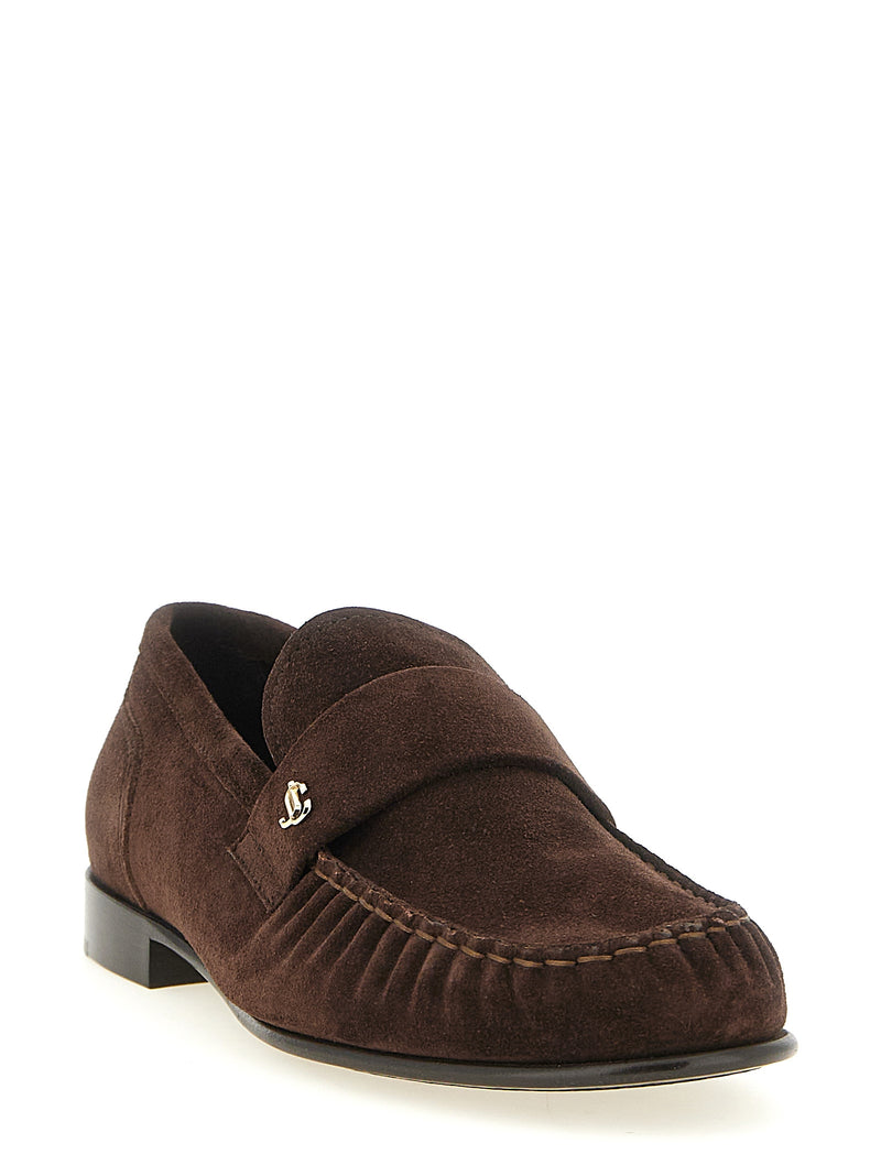 Jimmy Choo Ellis Brown Leather Slip-On Loafers for Women
