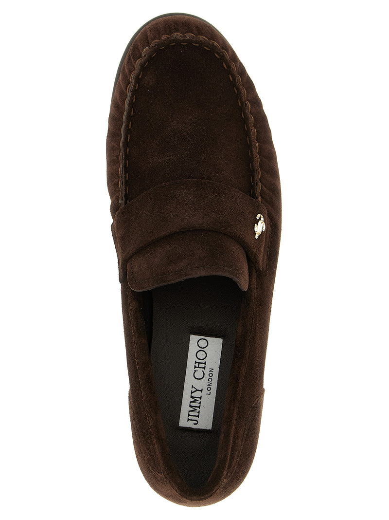Jimmy Choo Ellis Brown Leather Slip-On Loafers for Women