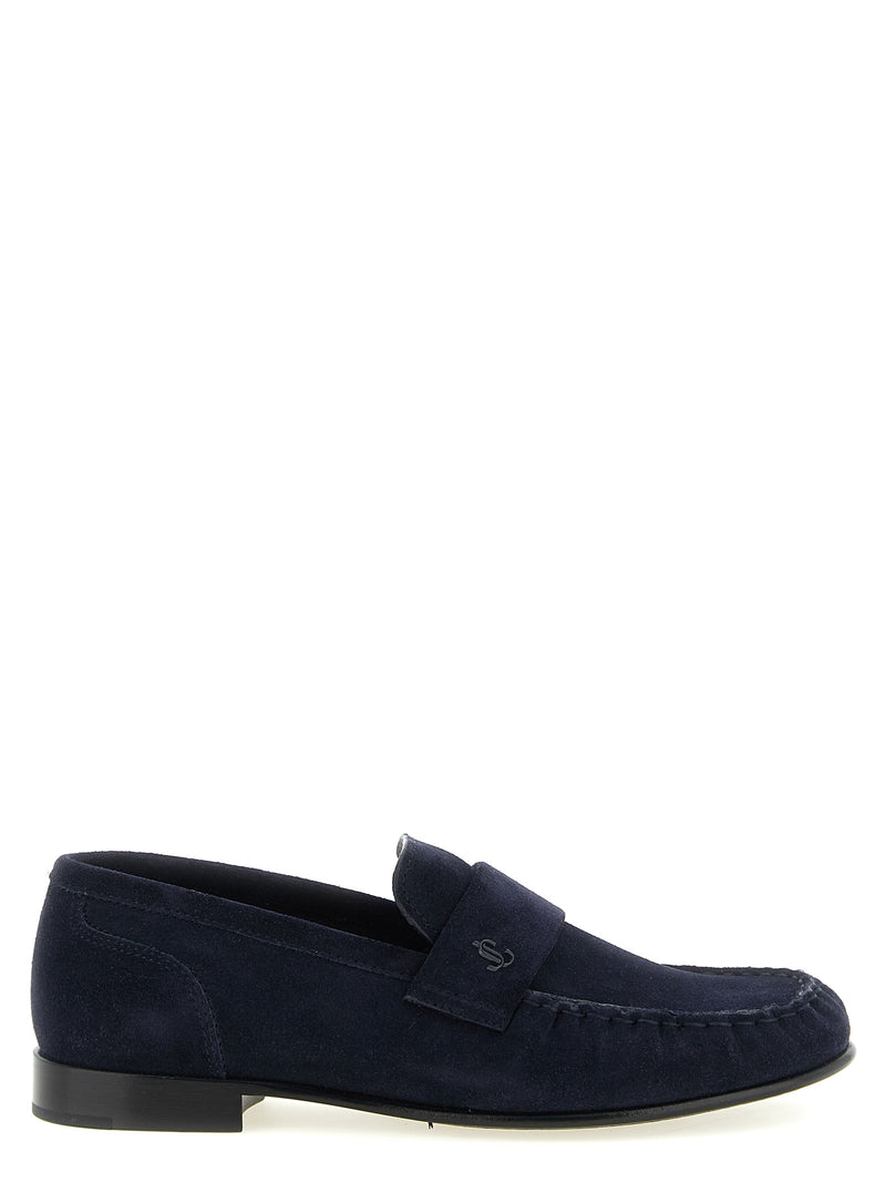 Jimmy Choo Ellis Blue Leather Slip-On Loafers for Women