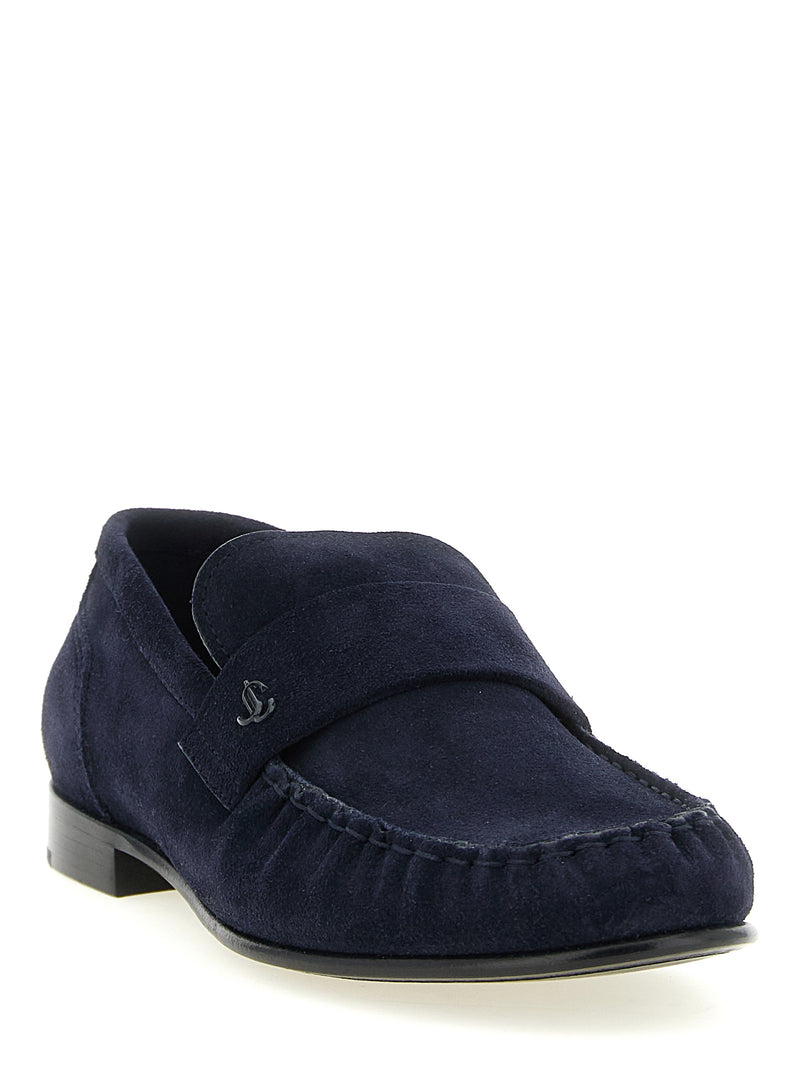Jimmy Choo Ellis Blue Leather Slip-On Loafers for Women