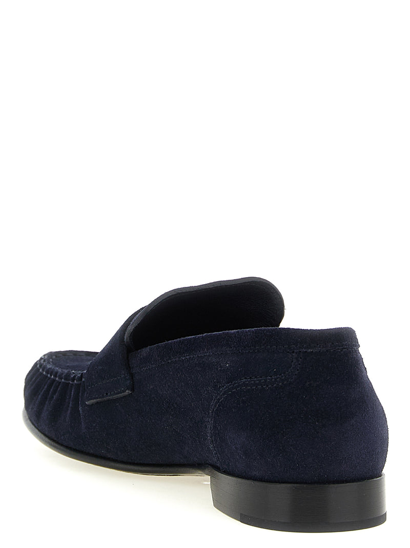 Jimmy Choo Ellis Blue Leather Slip-On Loafers for Women