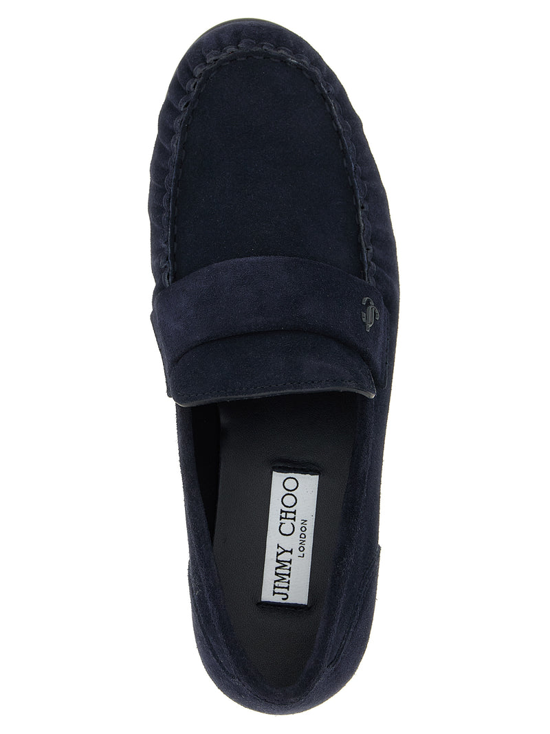 Jimmy Choo Ellis Blue Leather Slip-On Loafers for Women