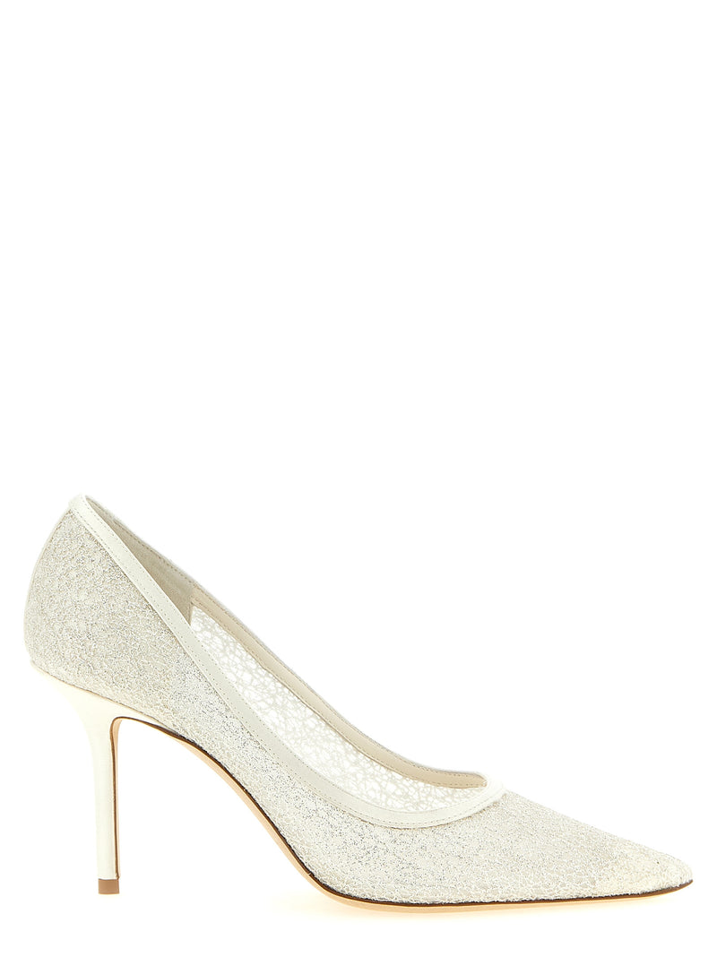 Jimmy Choo Love White Tencel High Heel Pumps