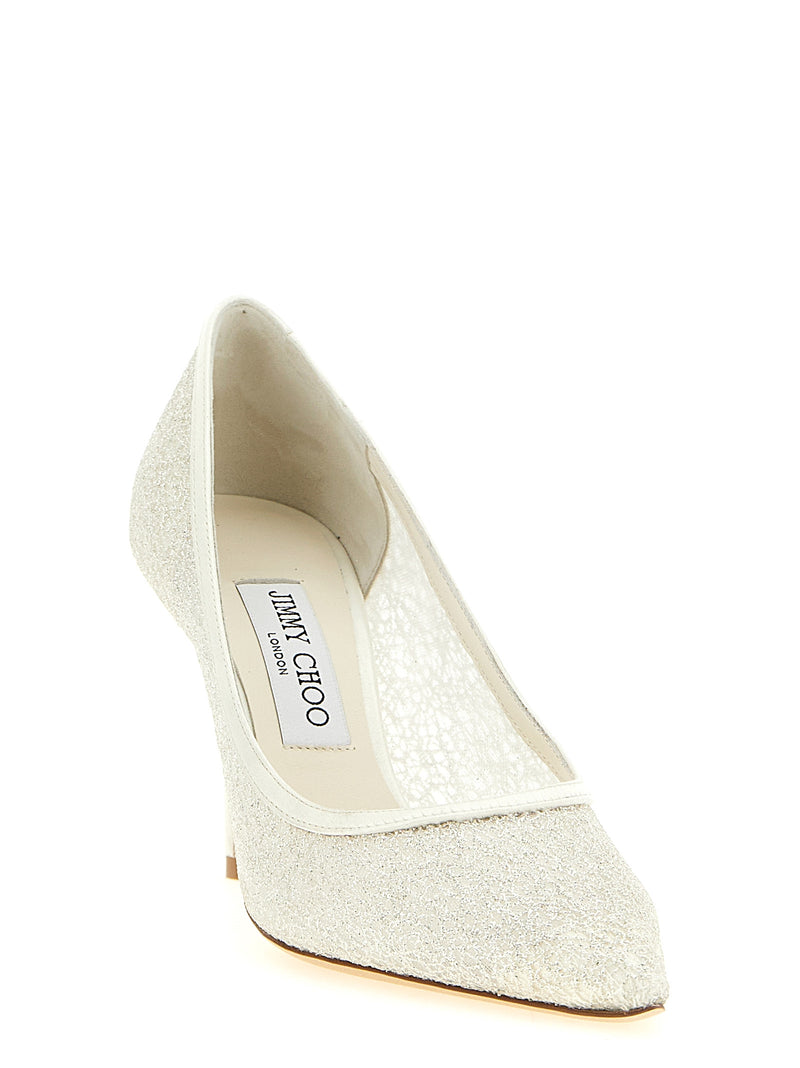 Jimmy Choo Love White Tencel High Heel Pumps