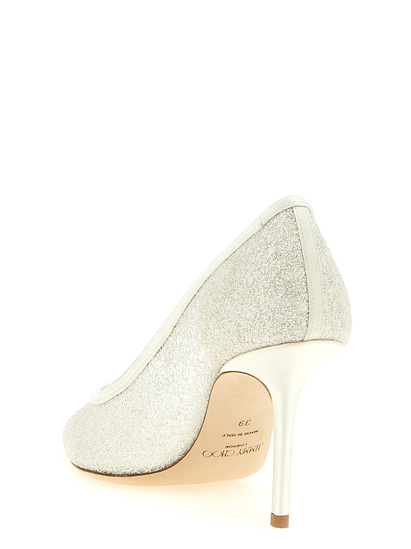 Jimmy Choo Love White Tencel High Heel Pumps