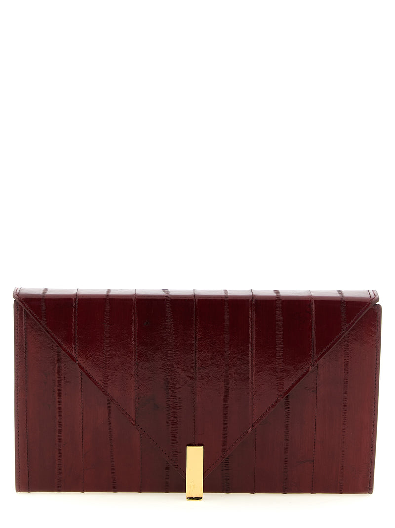 Giuseppe Zanotti Tuxedo Bordeaux Leather Clutch Bag