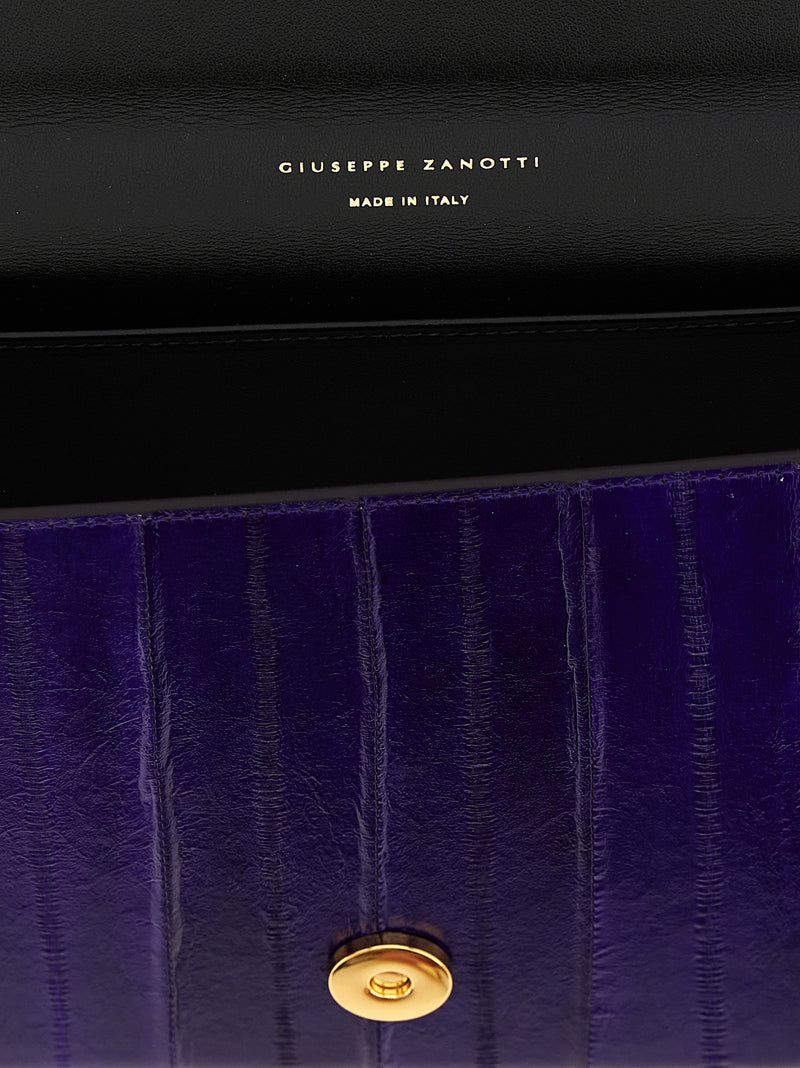 Giuseppe Zanotti Tuxedo Purple Leather Clutch Bag