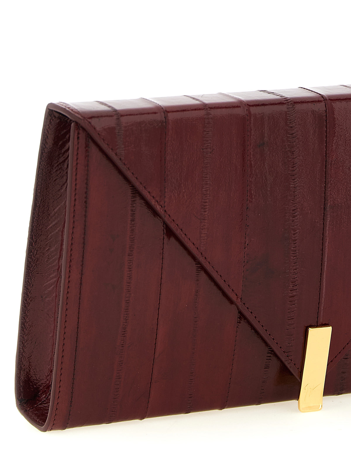 Giuseppe Zanotti Tuxedo Bordeaux Leather Clutch Bag