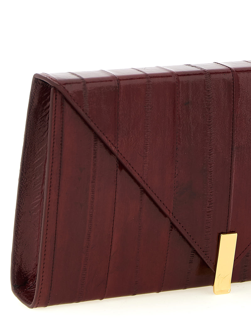 Giuseppe Zanotti Tuxedo Bordeaux Leather Clutch Bag