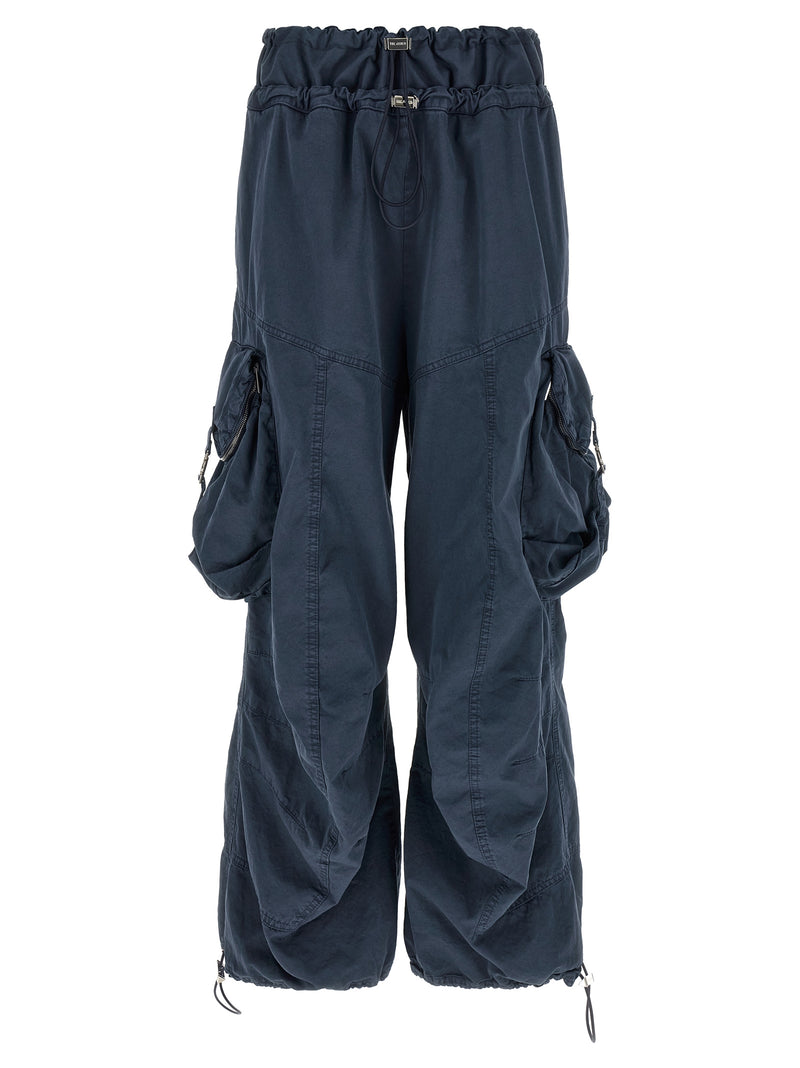 The Attico Blue Cotton Cargo Pants - Oversized Parachute Style