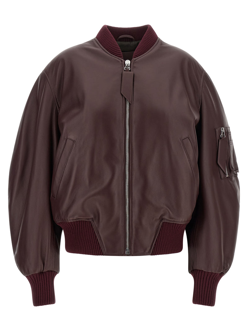 The Attico Anja Bordeaux Lamb Leather Jacket