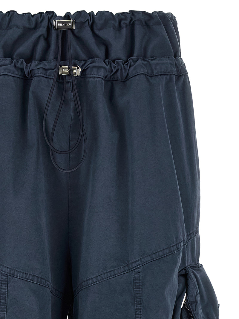 The Attico Blue Cotton Cargo Pants - Oversized Parachute Style