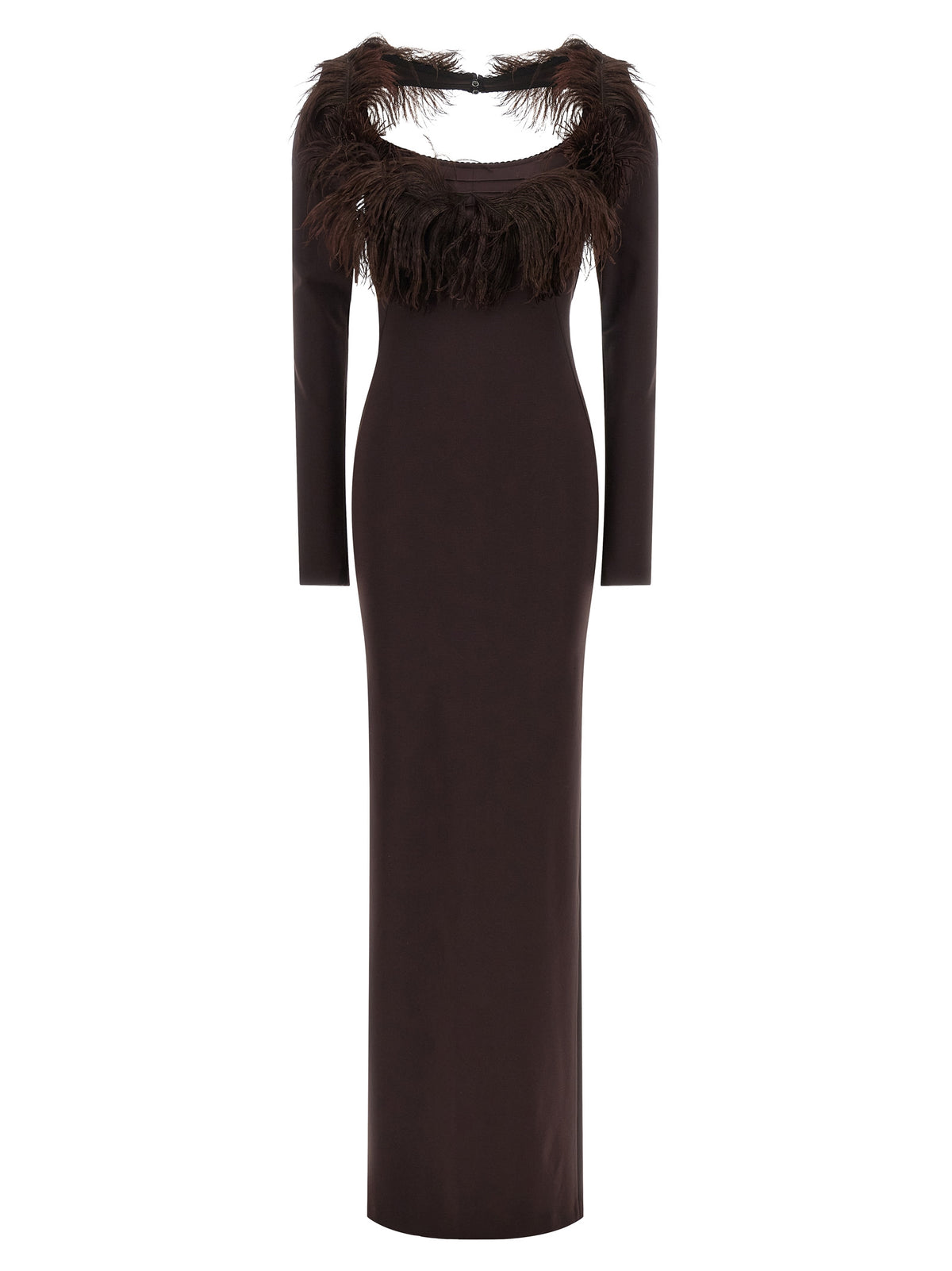 The Attico Brown Viscose Long Dress - Elegant Evening Wear