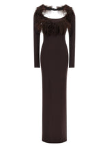 The Attico Brown Viscose Long Dress - Elegant Evening Wear
