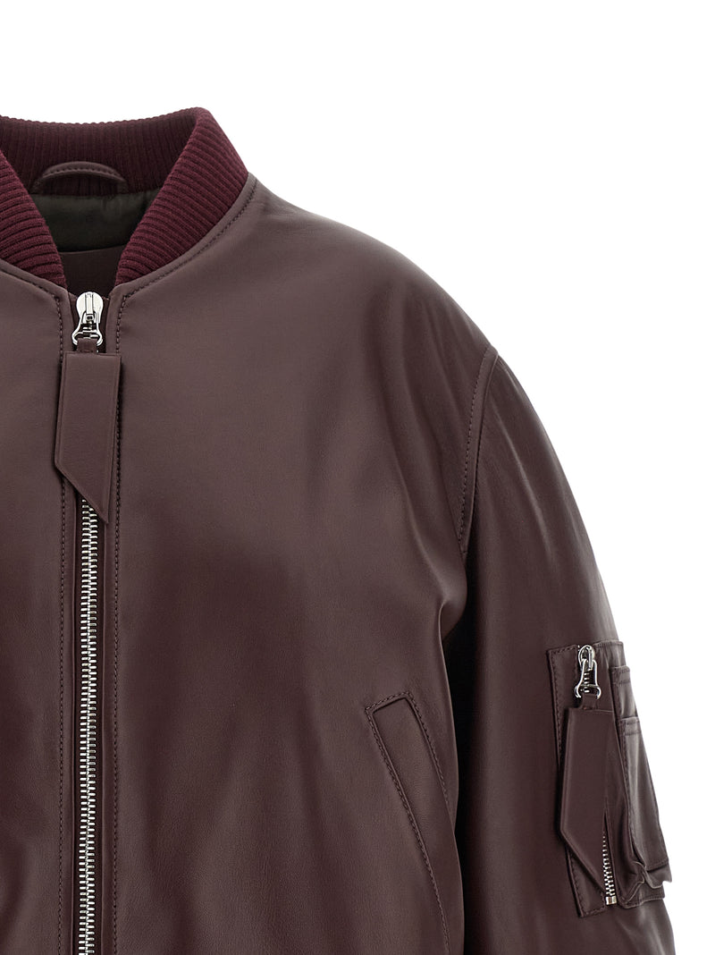 The Attico Anja Bordeaux Lamb Leather Jacket