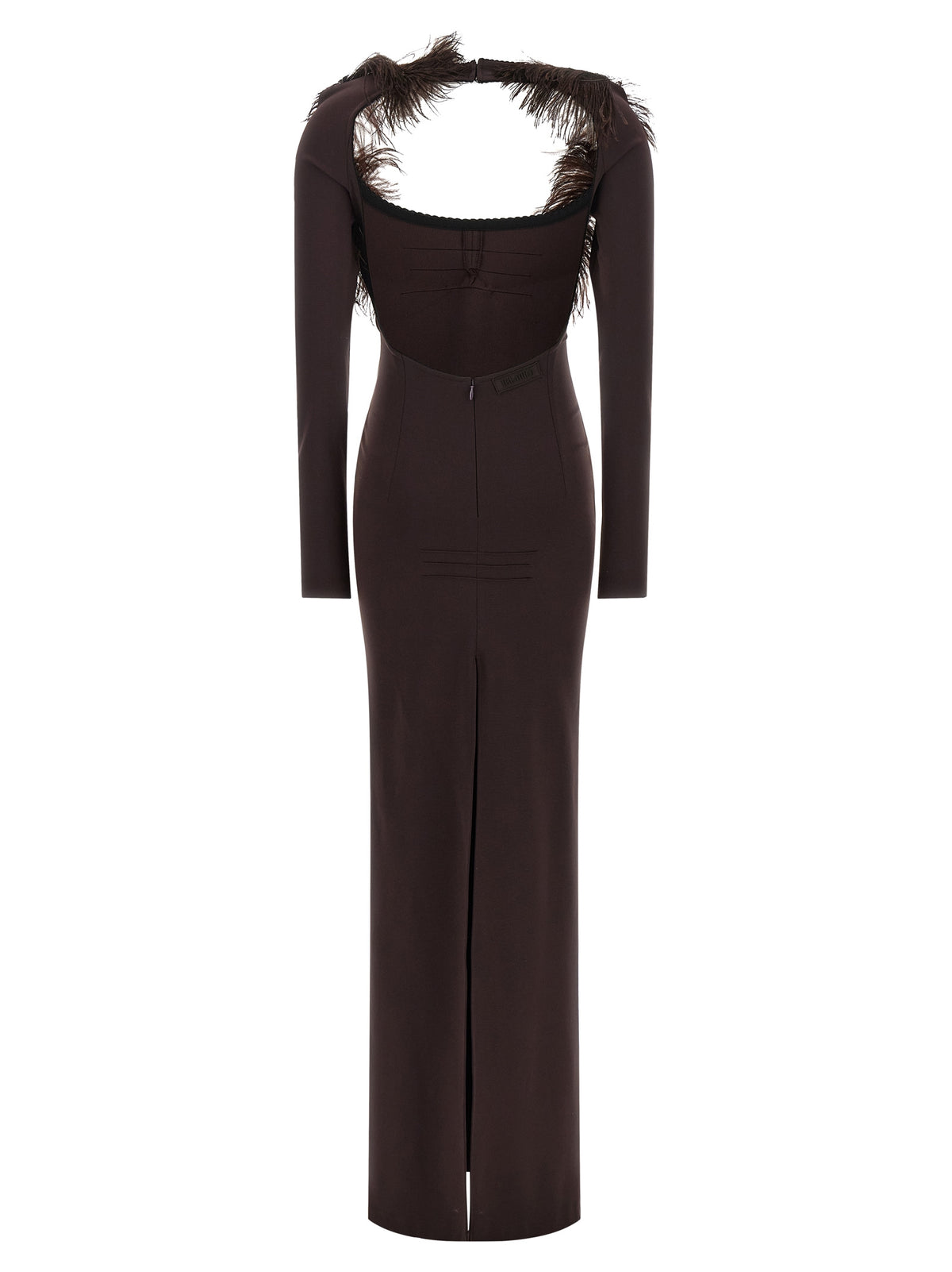 The Attico Brown Viscose Long Dress - Elegant Evening Wear
