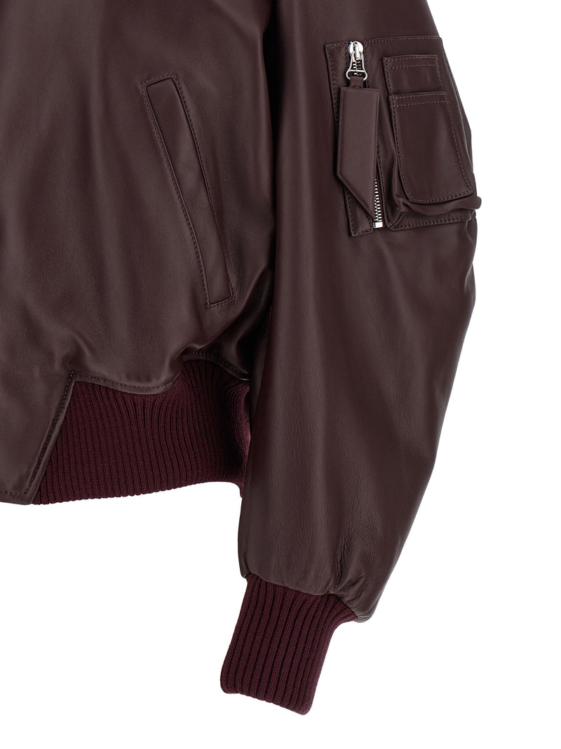 The Attico Anja Bordeaux Lamb Leather Jacket