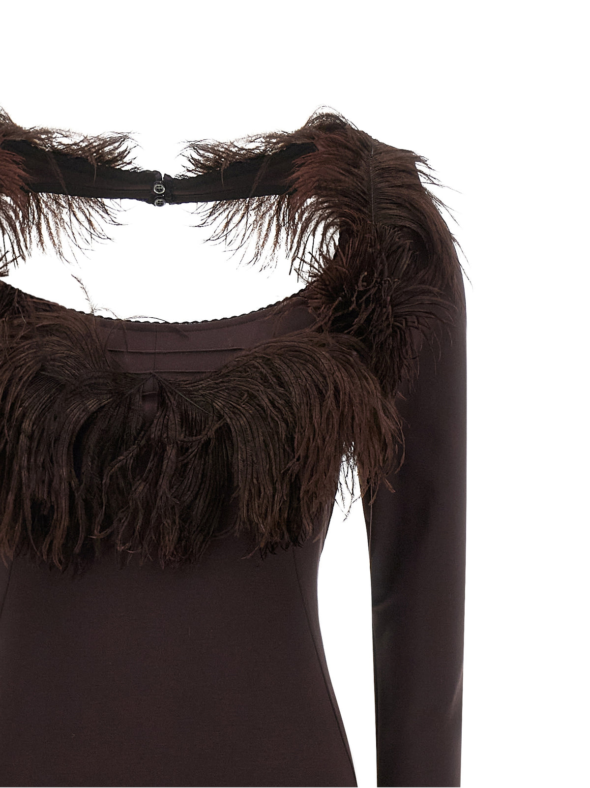 The Attico Brown Viscose Long Dress - Elegant Evening Wear
