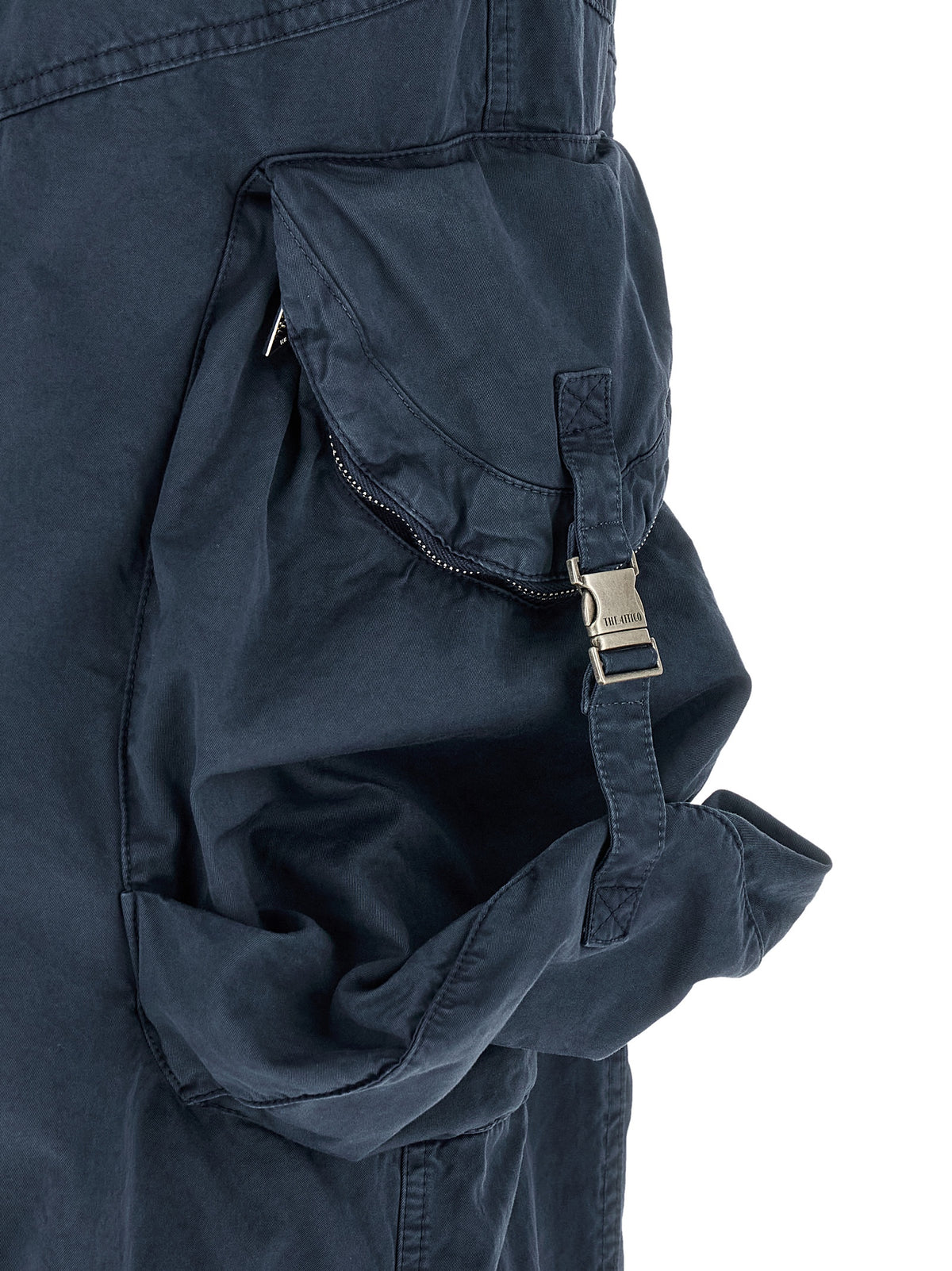 The Attico Blue Cotton Cargo Pants - Oversized Parachute Style