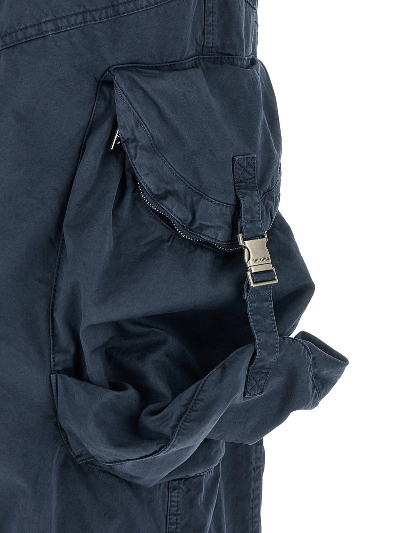 The Attico Blue Cotton Cargo Pants - Oversized Parachute Style