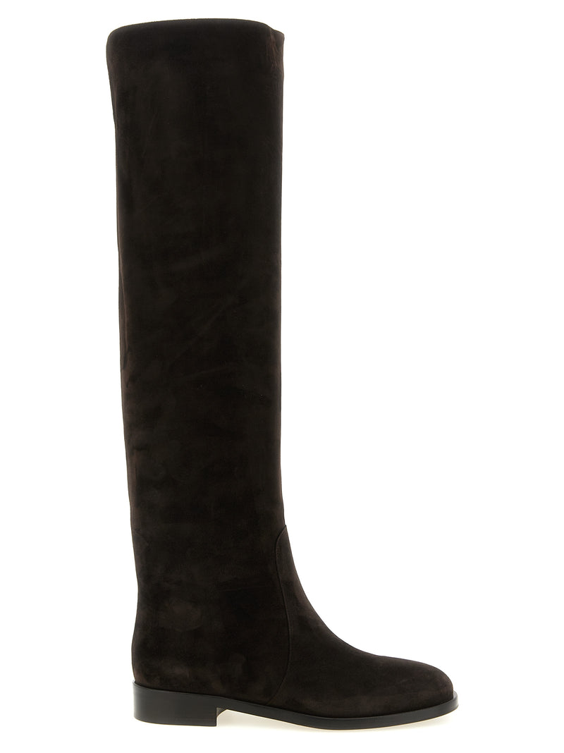 Gianvito Rossi Zayne Brown Suede Leather Over The Knee Boots
