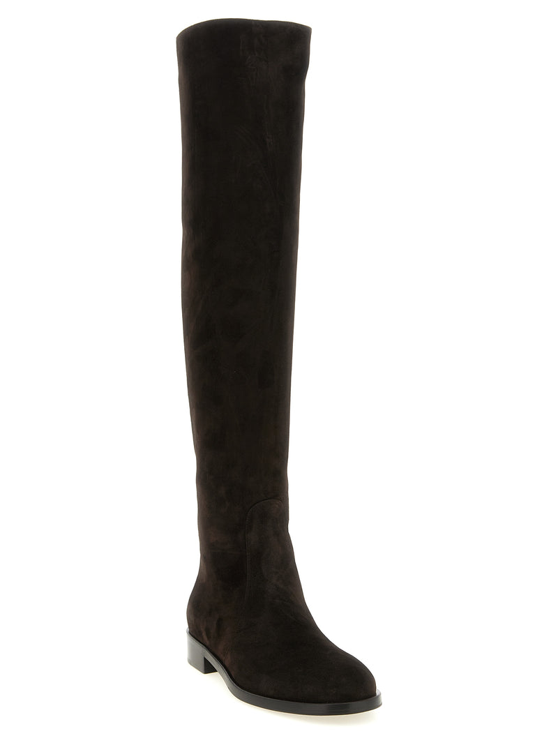 Gianvito Rossi Zayne Brown Suede Leather Over The Knee Boots
