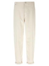 Brunello Cucinelli White Cotton Relaxed Fit Jeans