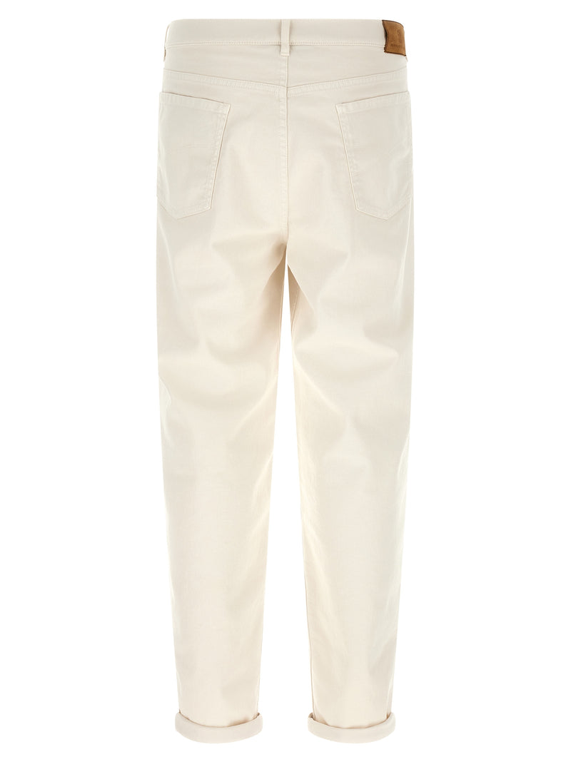 Brunello Cucinelli White Cotton Relaxed Fit Jeans for Men