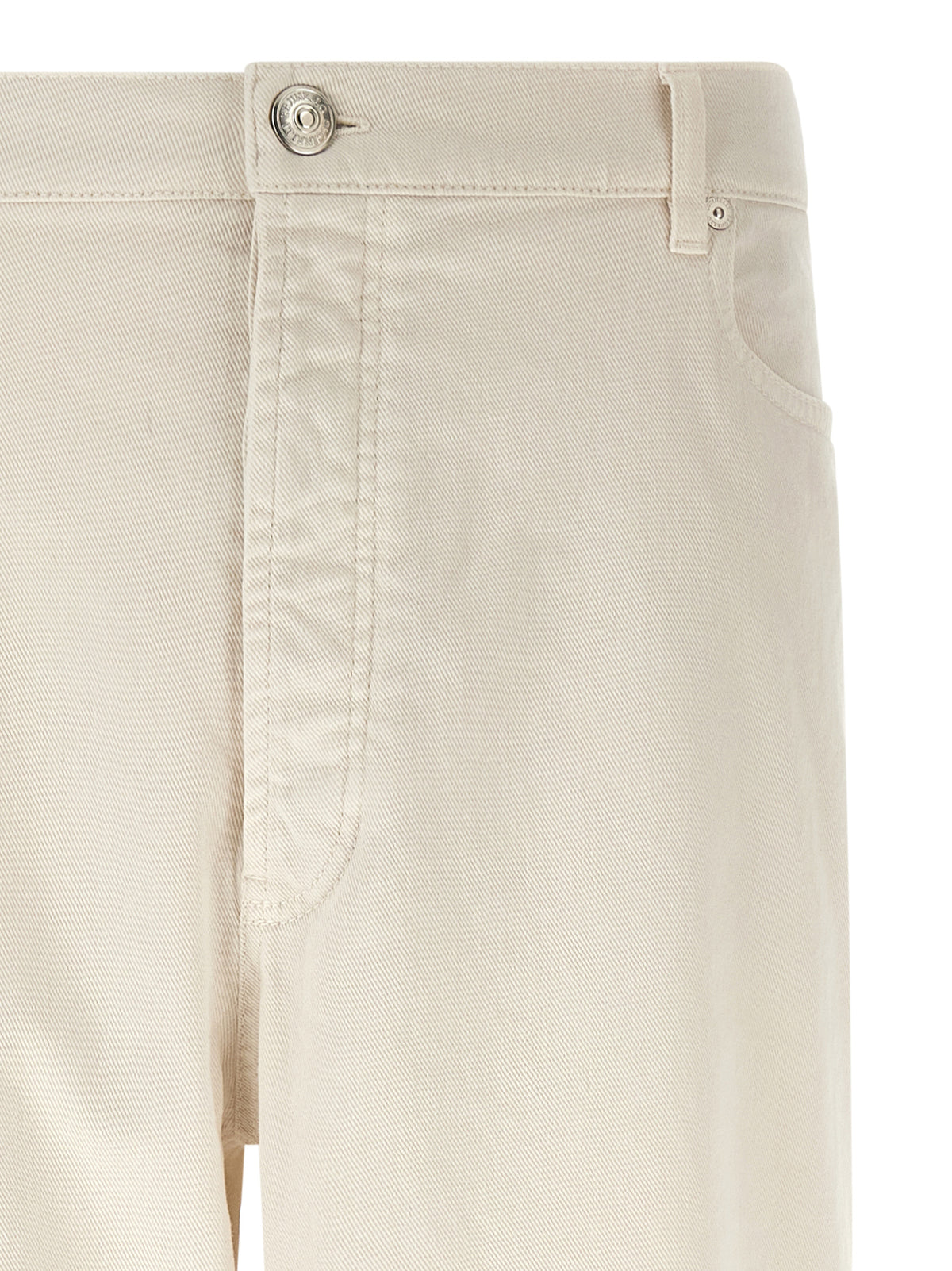 Brunello Cucinelli White Cotton Relaxed Fit Jeans