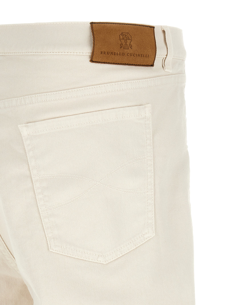Brunello Cucinelli White Cotton Relaxed Fit Jeans for Men