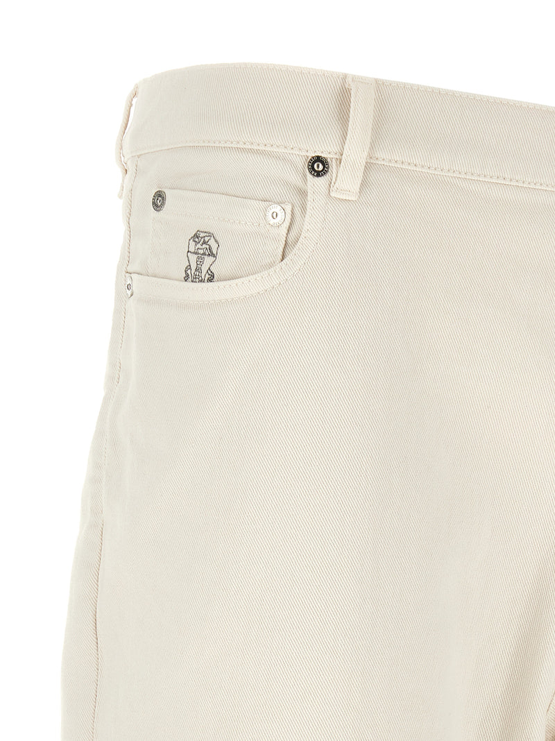 Brunello Cucinelli White Cotton Relaxed Fit Jeans for Men