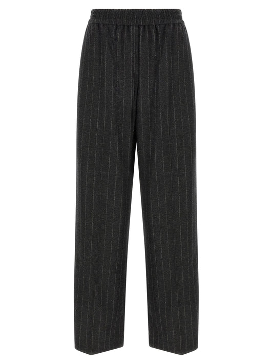 Brunello Cucinelli Gray Virgin Wool Casual Pants for Women