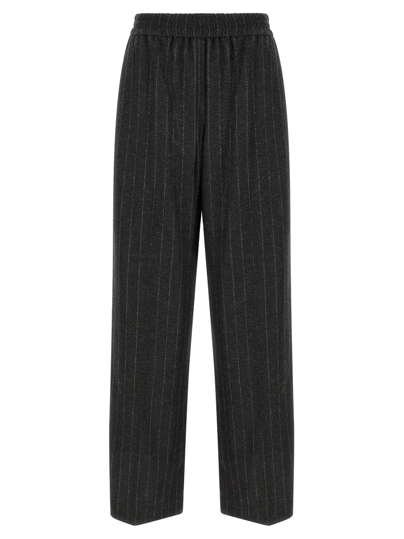 Brunello Cucinelli Gray Virgin Wool Casual Pants for Women
