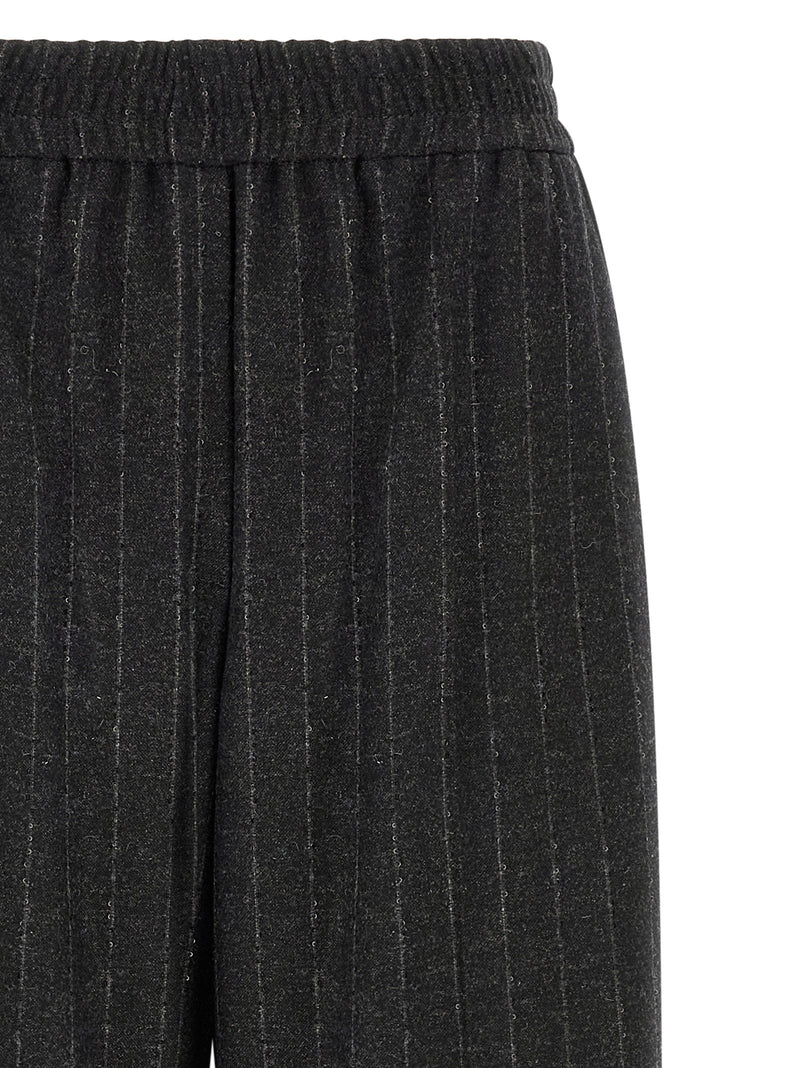 Brunello Cucinelli Gray Virgin Wool Casual Pants for Women