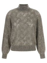 Brunello Cucinelli Gray Polyamide Cardigan - Elegant Turtleneck