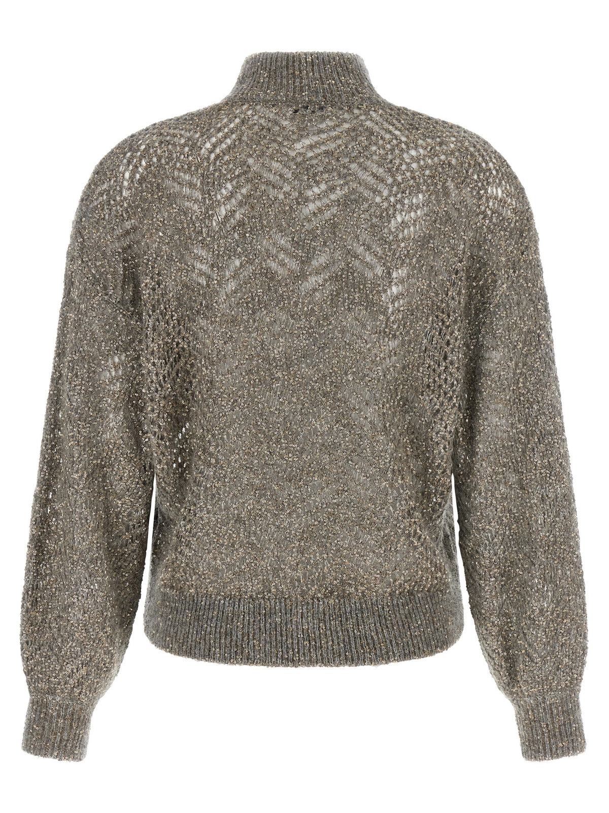 Brunello Cucinelli Gray Polyamide Cardigan - Elegant Turtleneck