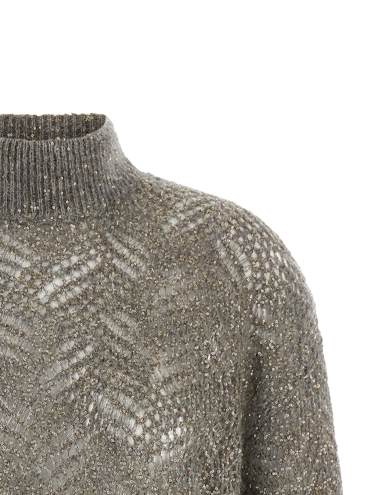 Brunello Cucinelli Gray Polyamide Cardigan - Elegant Turtleneck