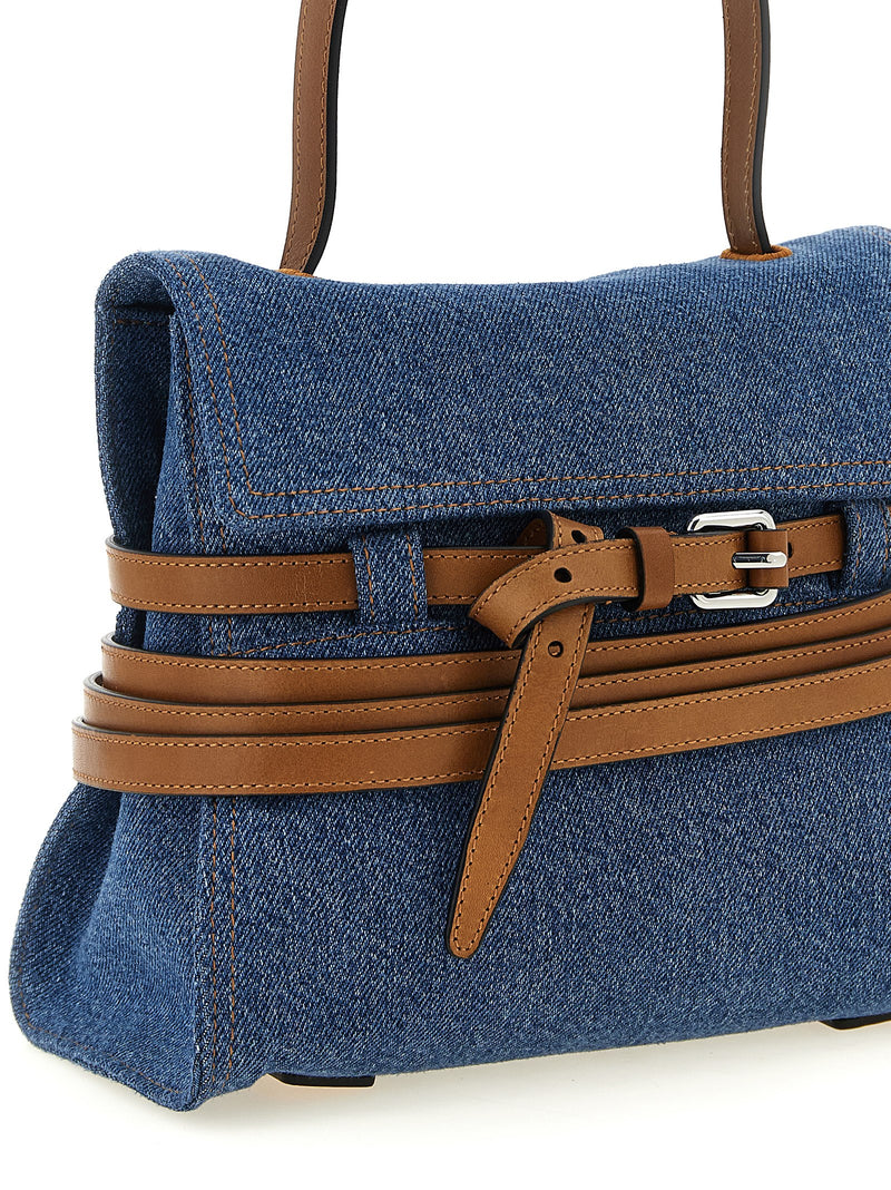 Moschino Tie Me Blue Denim Handbag with Leather Accents