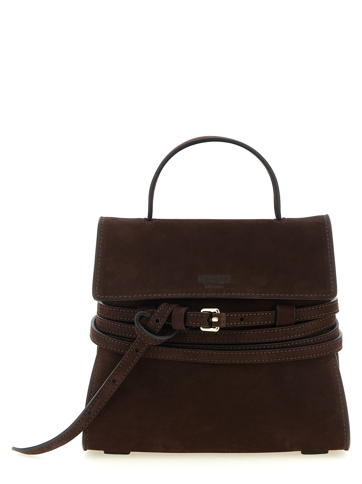Moschino Brown Calfskin Handbag - Tie Me Collection