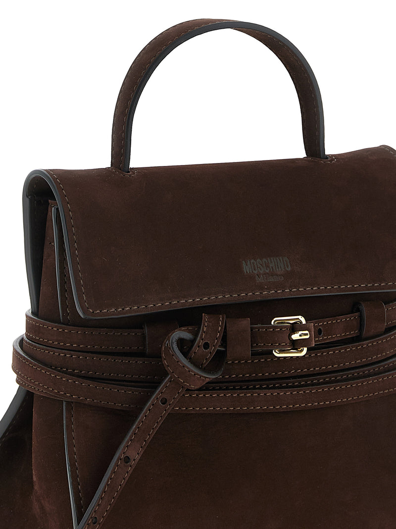 Moschino Brown Calfskin Handbag - Tie Me Collection
