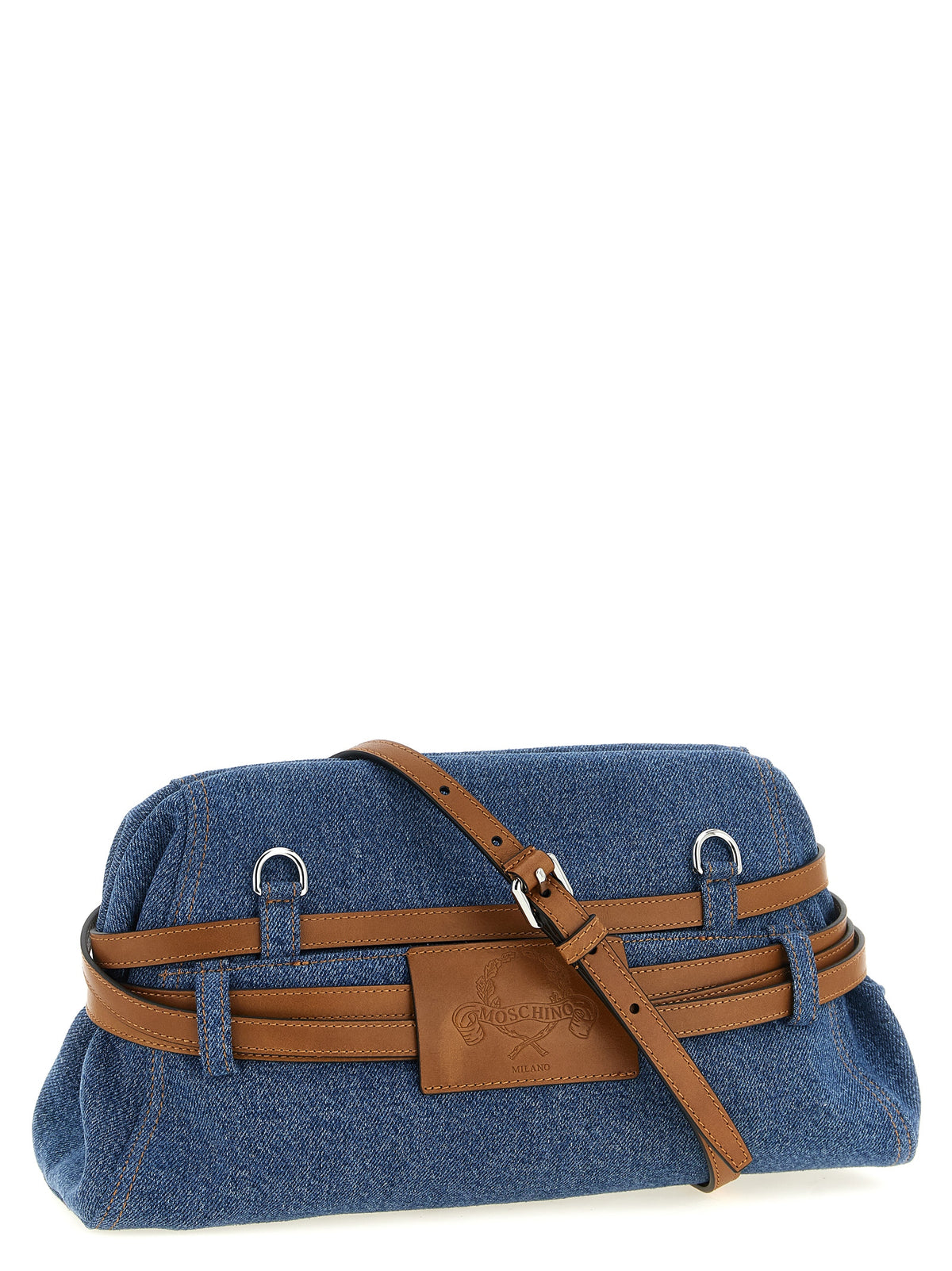 Moschino Tie Me Blue Cotton Denim Clutch Bag