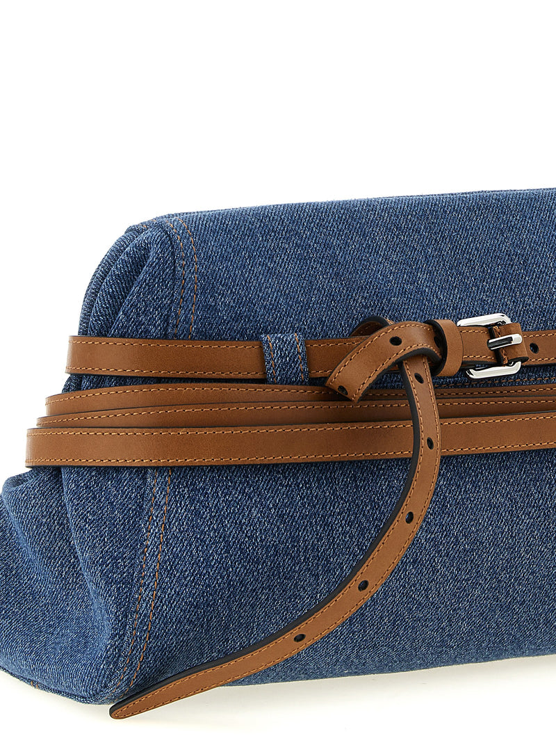 Moschino Tie Me Blue Cotton Denim Clutch Bag