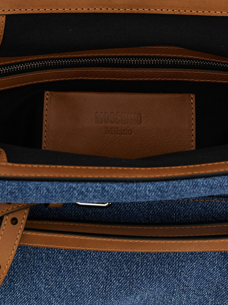 Moschino Tie Me Blue Cotton Denim Clutch Bag