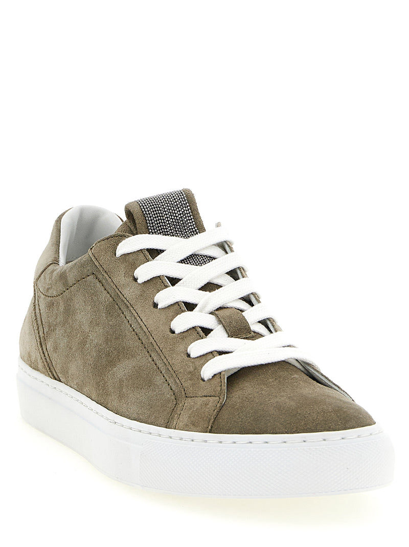 Brunello Cucinelli Gray Calfskin Low Top Sneakers for Women