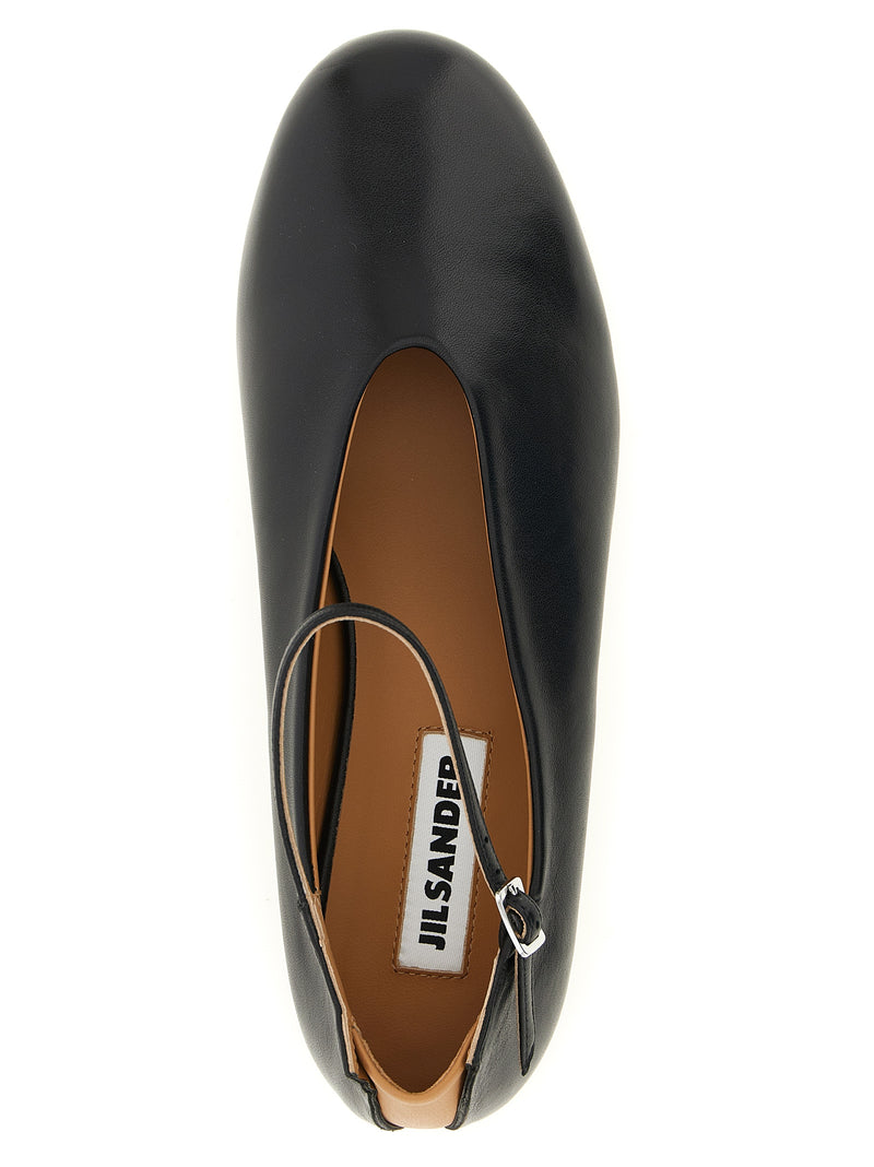 Jil Sander Elyss Black Calfskin Ballet Flats for Women