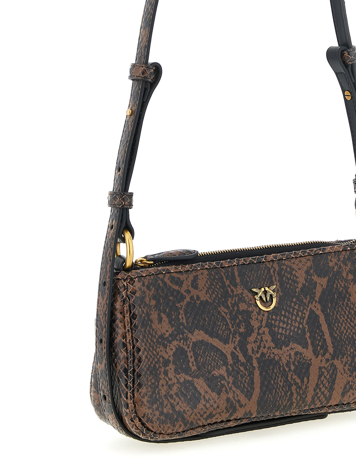 PINKO Brown Calfskin Crossbody Bag - Love Bag Model