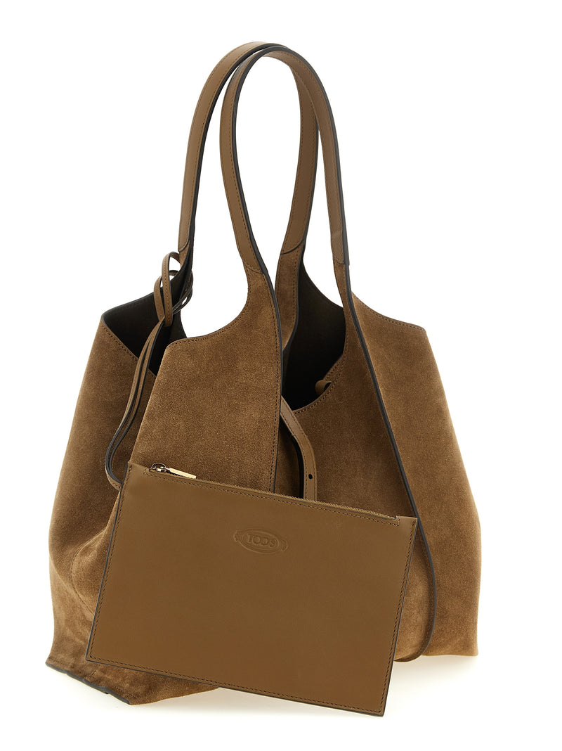 Tod's Brown Calfskin Tote Bag - T Timeless Midi Shopping Bag