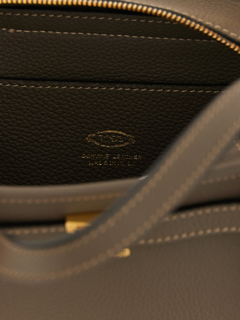 Tod's Gray Calfskin Tim Mini Shopping Tote Bag
