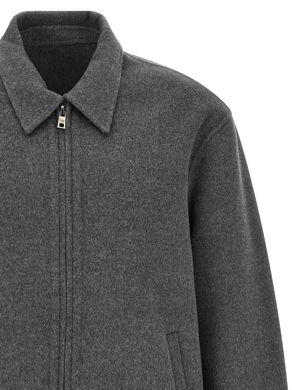 GIORGIO BRATO Gray Wool Full-Length Jacket for Men