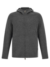 GIORGIO BRATO Gray Wool Full-Length Jacket for Men